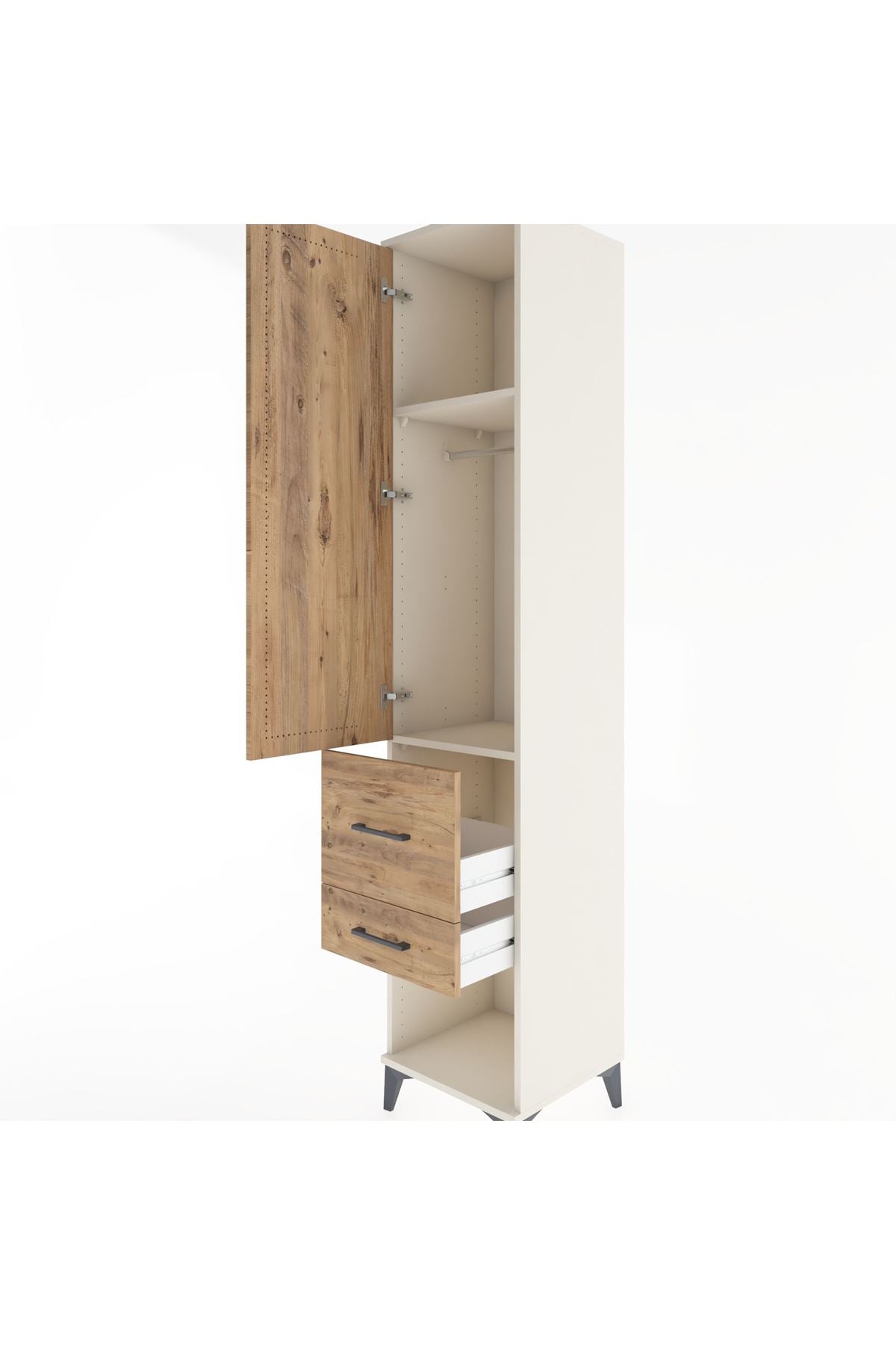Hyperion Dolap 2 Raflı 2 Çekmeceli Tek Askılı 44x44x221 - S61M072V3B
