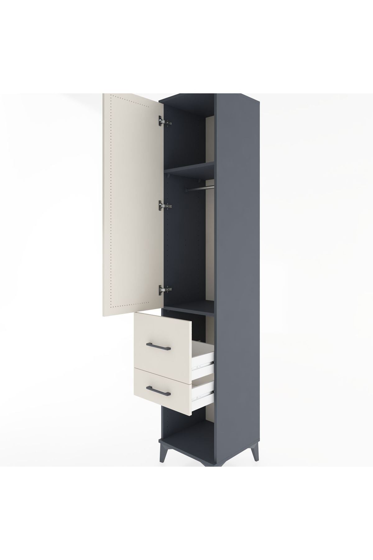 Hyperion Dolap 2 Raflı 2 Çekmeceli Tek Askılı 44x44x221 - S61M072V4B