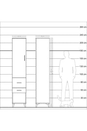 Hyperion Dolap 3 Raflı 2 Çekmeceli Tek Kapaklı 44x44x221 - S61M073V2B