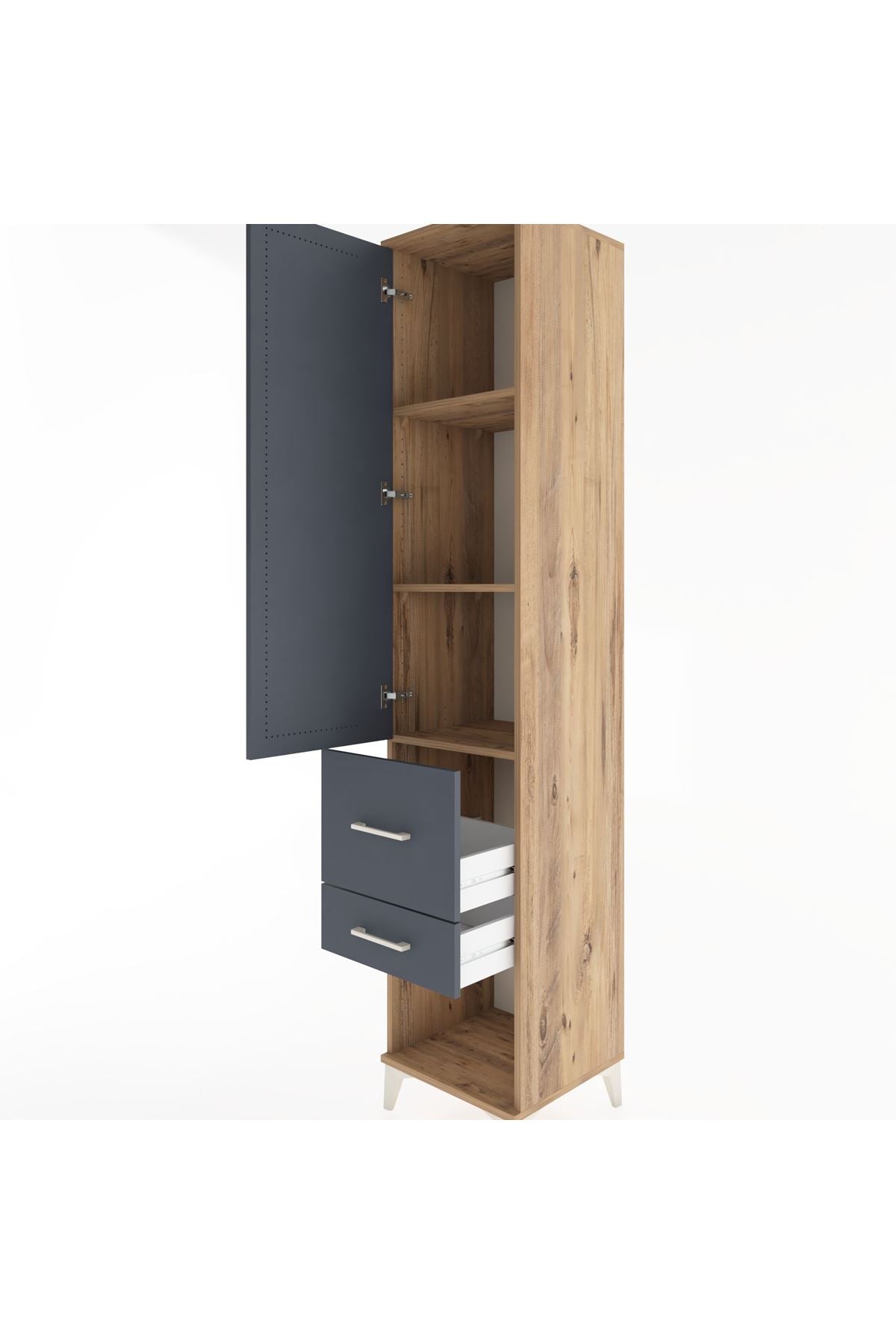 Hyperion Dolap 3 Raflı 2 Çekmeceli Tek Kapaklı 44x44x221 - S61M073V8B