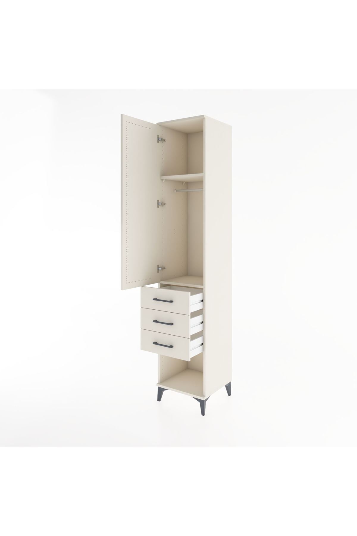 Hyperion Dolap 2 Raflı 3 Çekmeceli Tek Kapaklı 44x44x221 - S61M074V1B