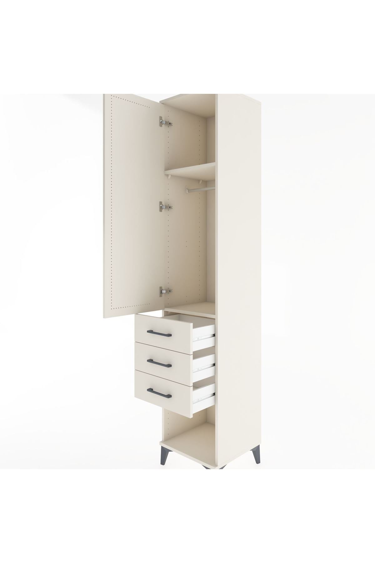 Hyperion Dolap 2 Raflı 3 Çekmeceli Tek Kapaklı 44x44x221 - S61M074V1B