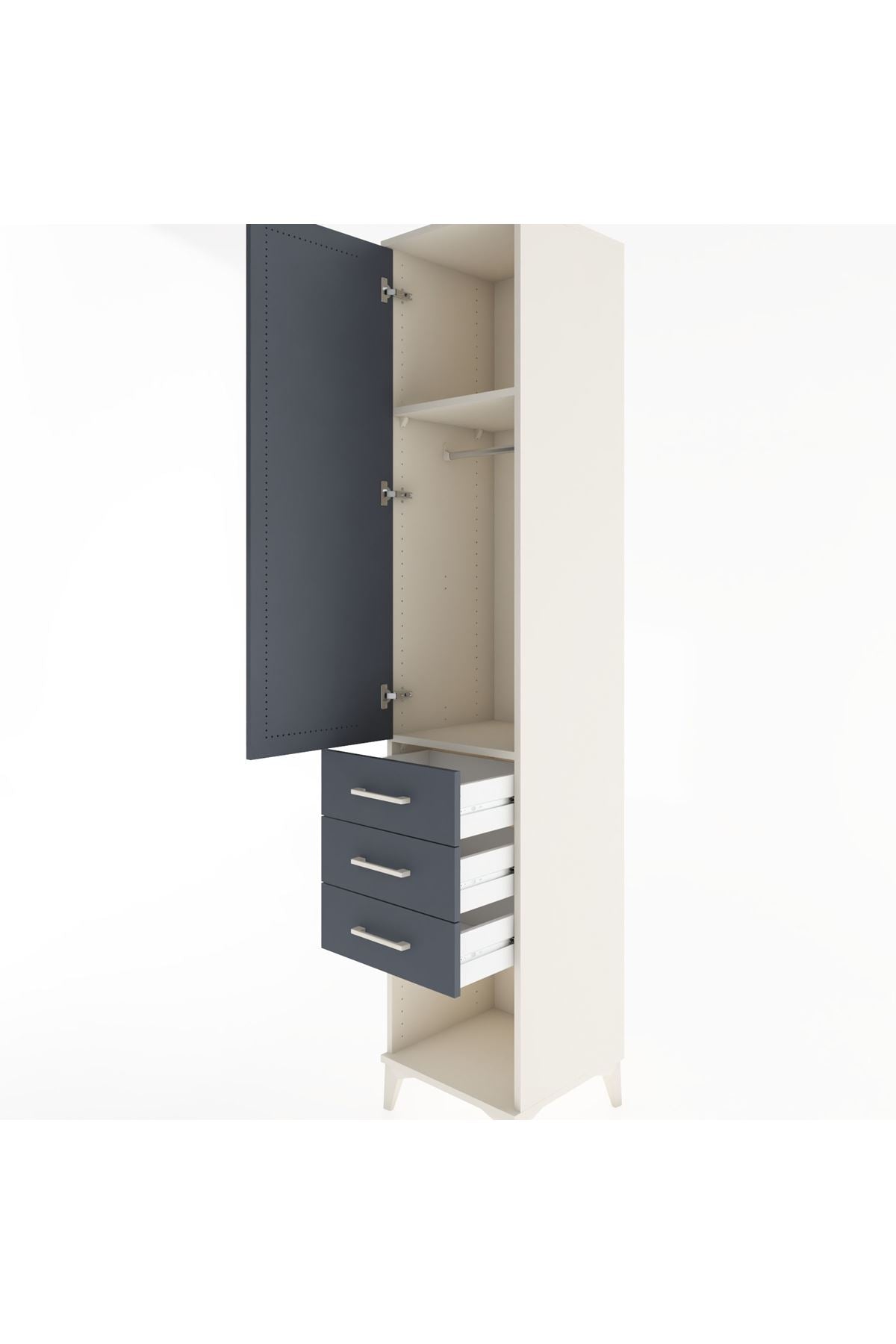 Hyperion Dolap 2 Raflı 3 Çekmeceli Tek Kapaklı 44x44x221 - S61M074V2B