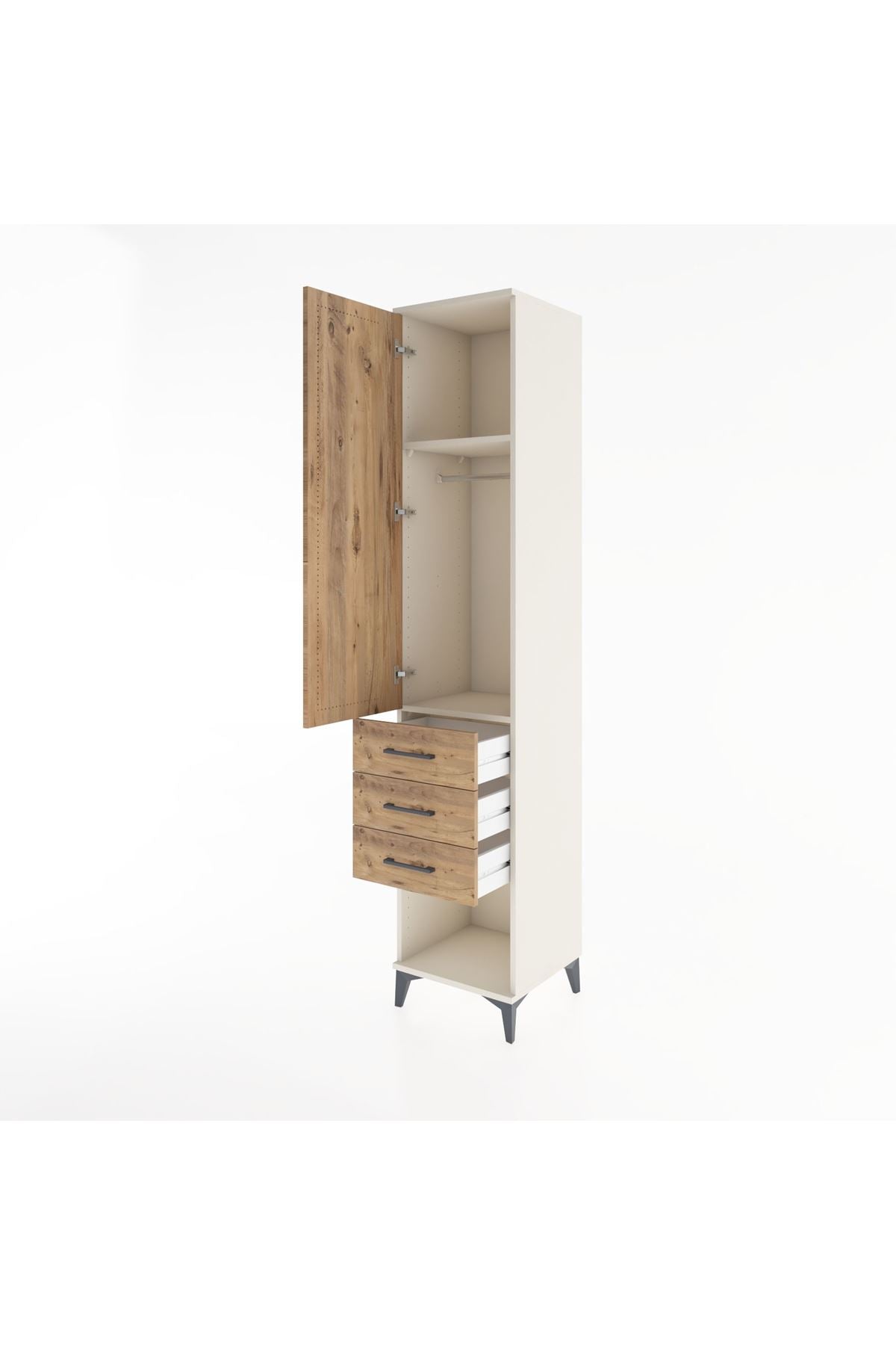 Hyperion Dolap 2 Raflı 3 Çekmeceli Tek Kapaklı 44x44x221 - S61M074V3B