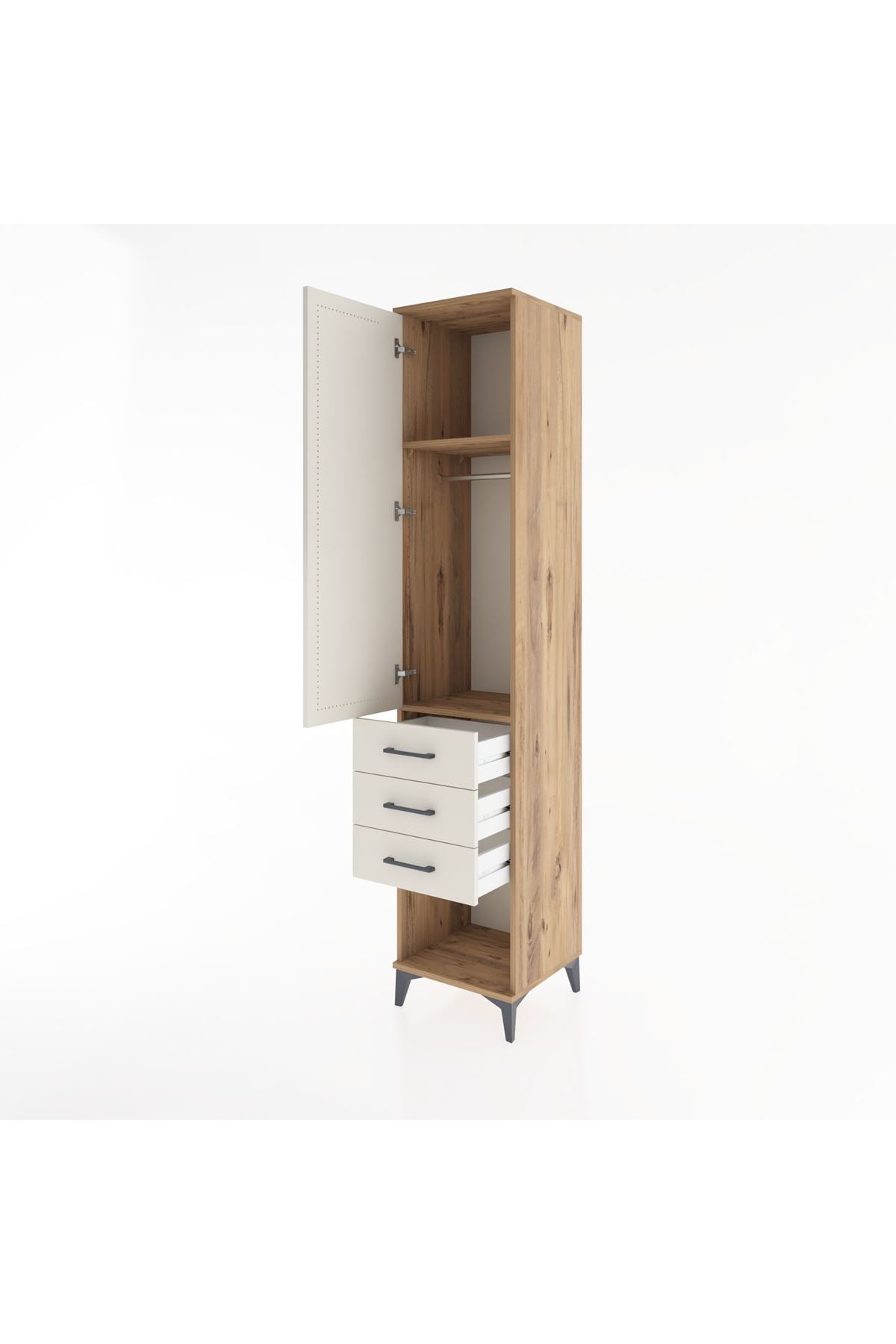 Hyperion Dolap 2 Raflı 3 Çekmeceli Tek Kapaklı 44x44x221 - S61M074V7B