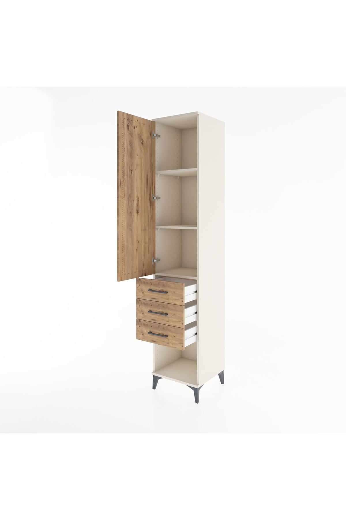 Hyperion Dolap 3 Raflı 3 Çekmeceli Tek Kapaklı 44x44x221 - S61M075V3B