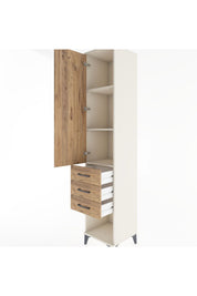 Hyperion Dolap 3 Raflı 3 Çekmeceli Tek Kapaklı 44x44x221 - S61M075V3B