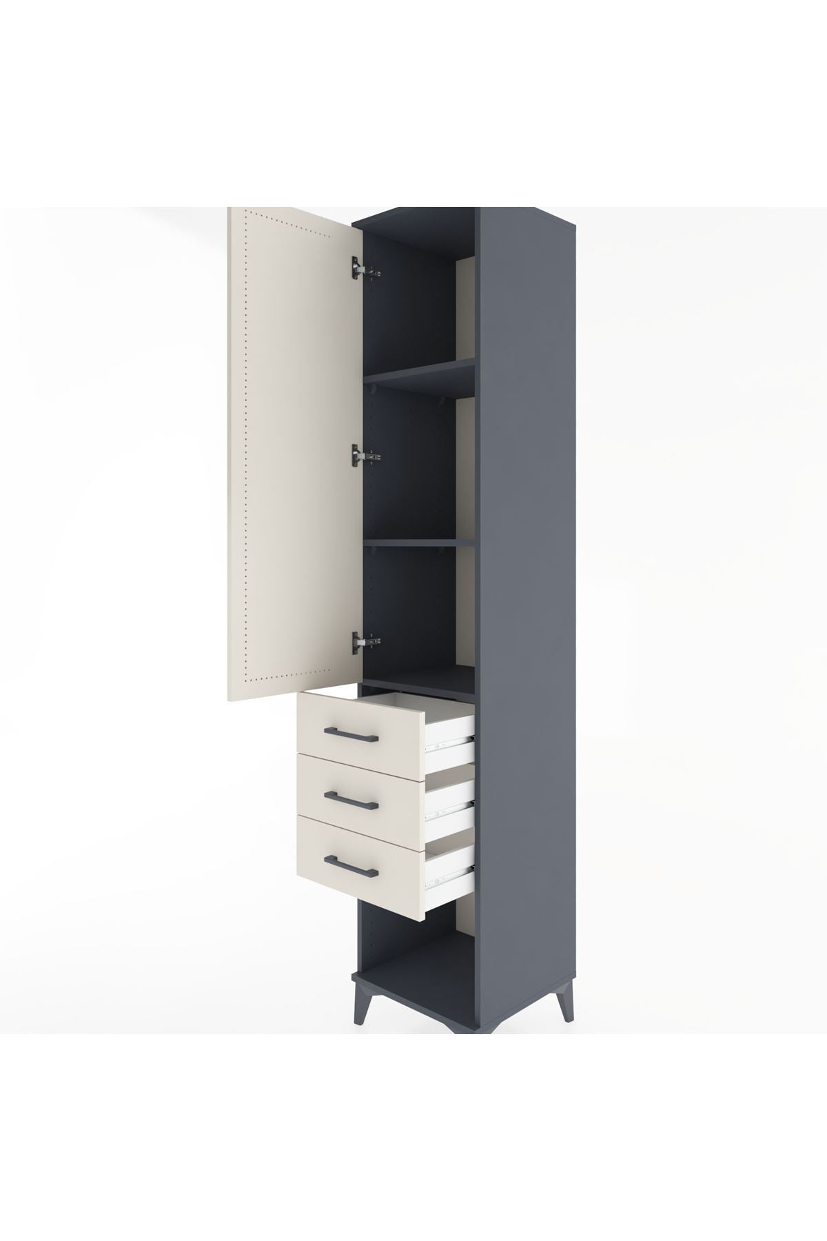 Hyperion Dolap 3 Raflı 3 Çekmeceli Tek Kapaklı 44x44x221 - S61M075V4B