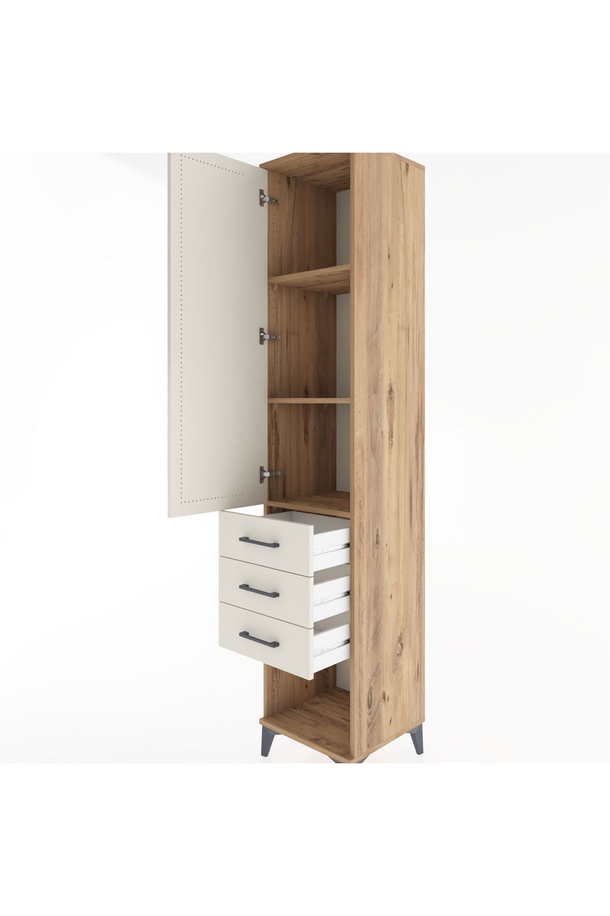 Hyperion Dolap 3 Raflı 3 Çekmeceli Tek Kapaklı 44x44x221 - S61M075V7B