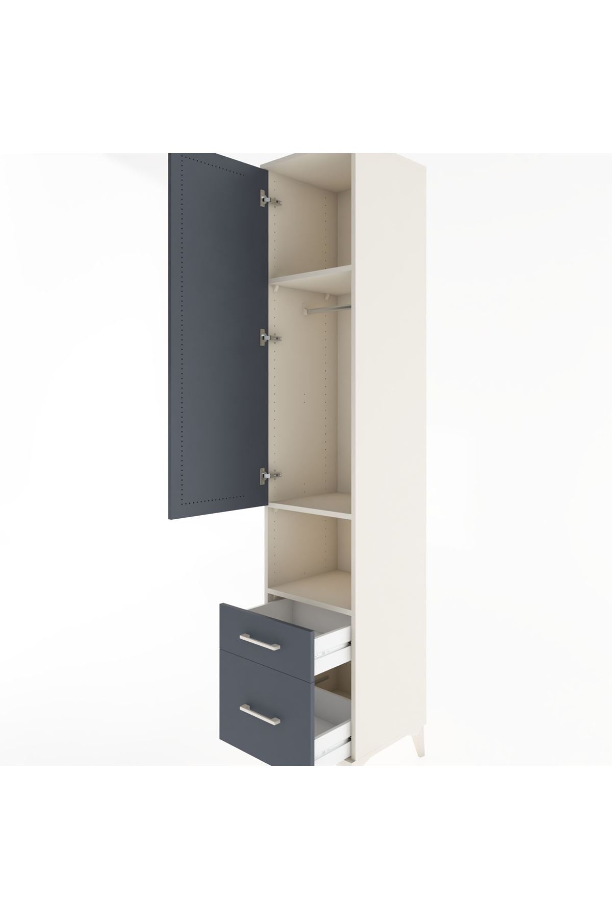 Hyperion Dolap 3 Raflı 2 Çekmeceli Tek Askılı 44x44x221 - S61M078V2B
