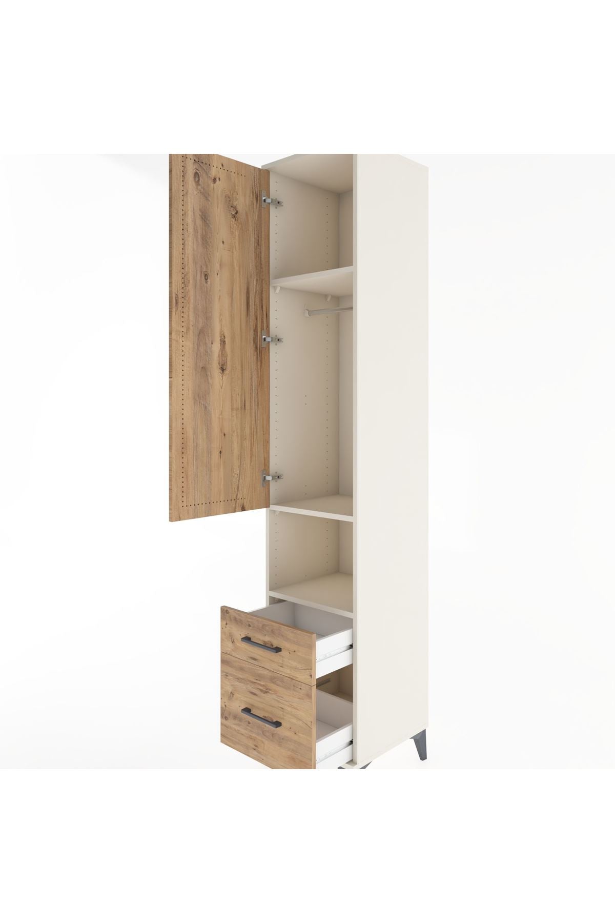 Hyperion Dolap 3 Raflı 2 Çekmeceli Tek Askılı 44x44x221 - S61M078V3B