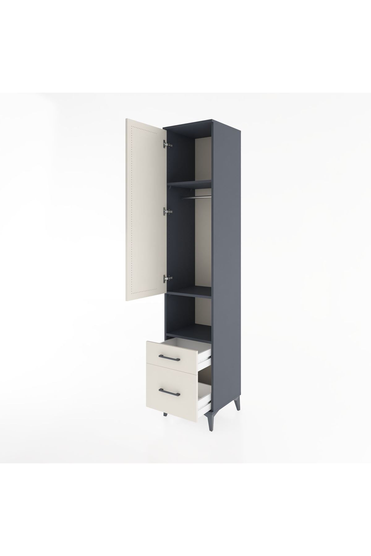 Hyperion Dolap 3 Raflı 2 Çekmeceli Tek Askılı 44x44x221 - S61M078V4B