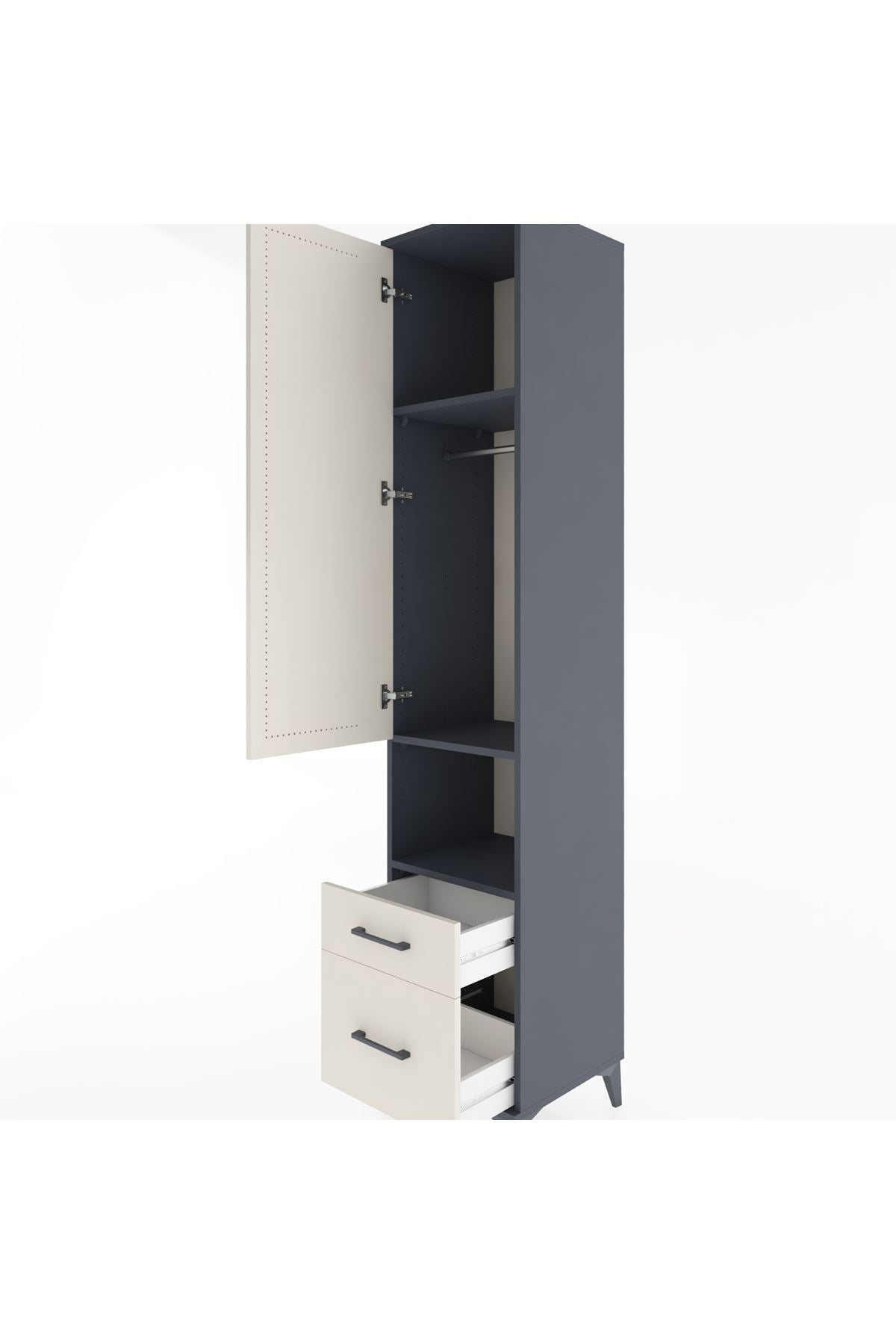 Hyperion Dolap 3 Raflı 2 Çekmeceli Tek Askılı 44x44x221 - S61M078V4B