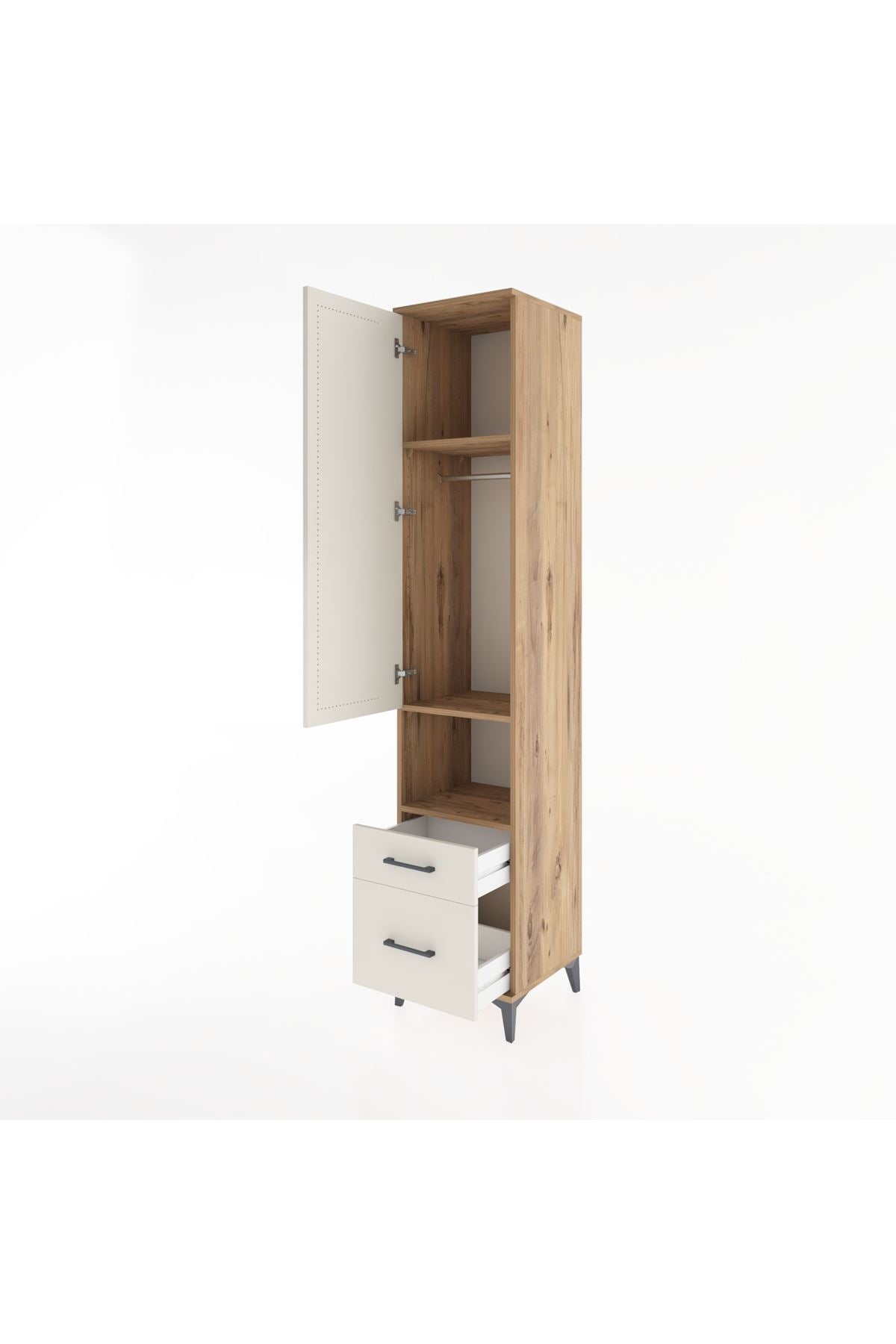 Hyperion Dolap 3 Raflı 2 Çekmeceli Tek Askılı 44x44x221 - S61M078V7B