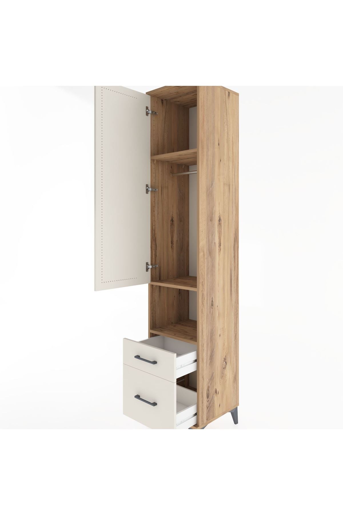 Hyperion Dolap 3 Raflı 2 Çekmeceli Tek Askılı 44x44x221 - S61M078V7B