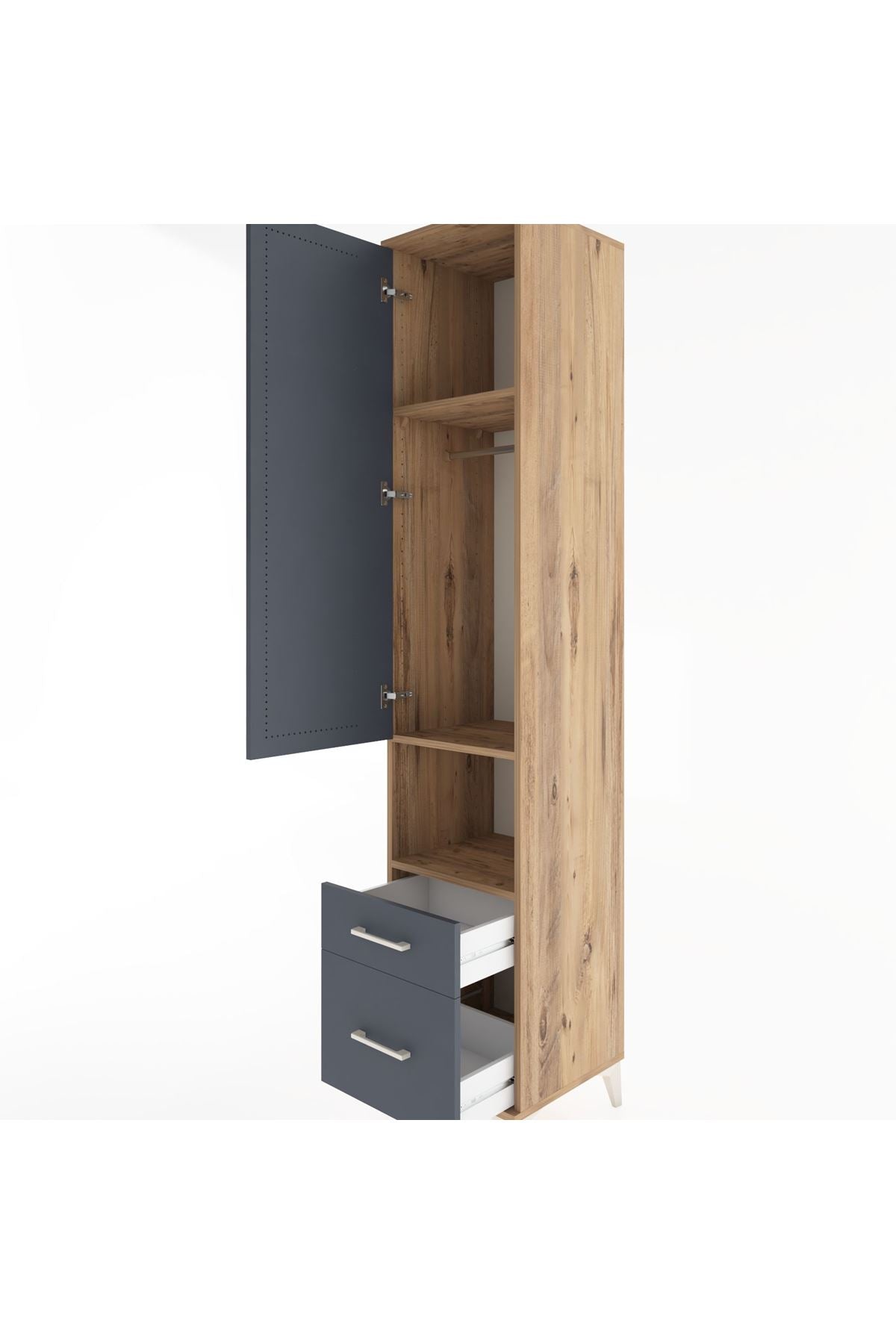 Hyperion Dolap 3 Raflı 2 Çekmeceli Tek Askılı 44x44x221 - S61M078V8B