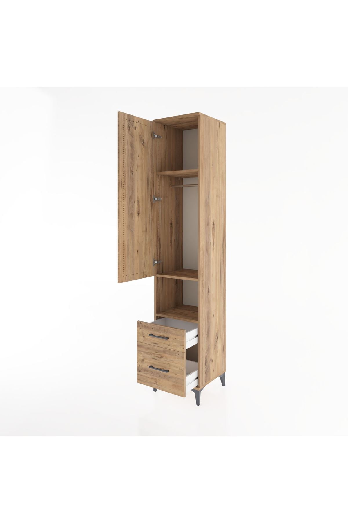 Hyperion Dolap 3 Raflı 2 Çekmeceli Tek Askılı 44x44x221 - S61M078V9B