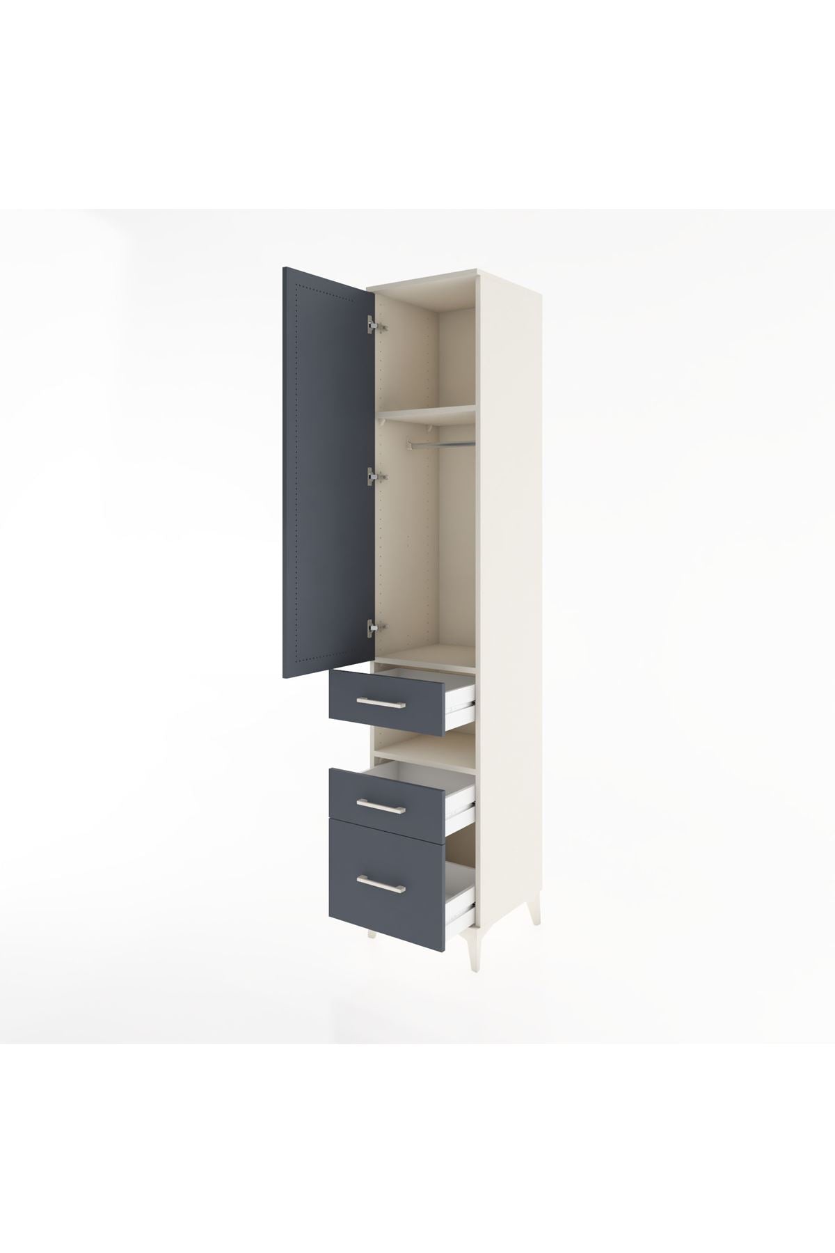 Hyperion Dolap 3 Raflı 3 Çekmeceli Tek Askılı 44x44x221 - S61M080V2B