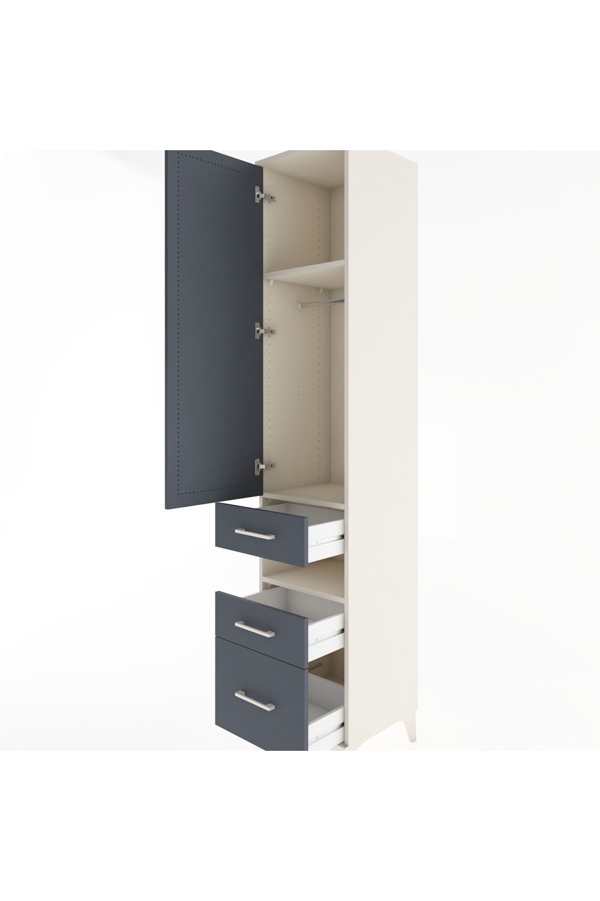 Hyperion Dolap 3 Raflı 3 Çekmeceli Tek Askılı 44x44x221 - S61M080V2B