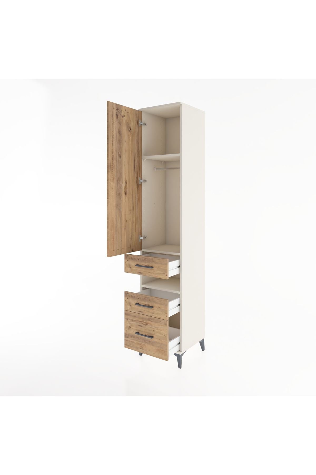 Hyperion Dolap 3 Raflı 3 Çekmeceli Tek Askılı 44x44x221 - S61M080V3B