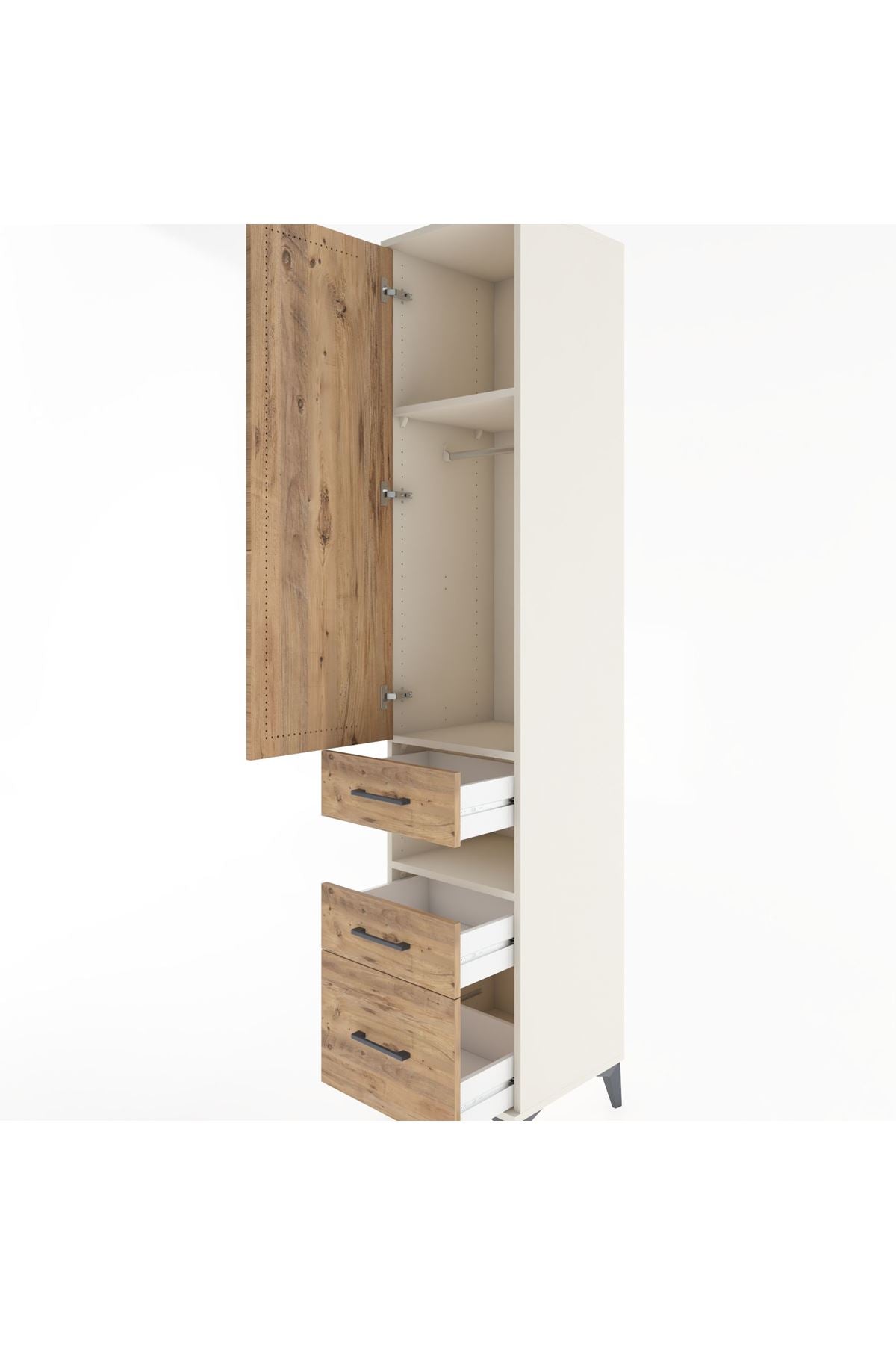 Hyperion Dolap 3 Raflı 3 Çekmeceli Tek Askılı 44x44x221 - S61M080V3B