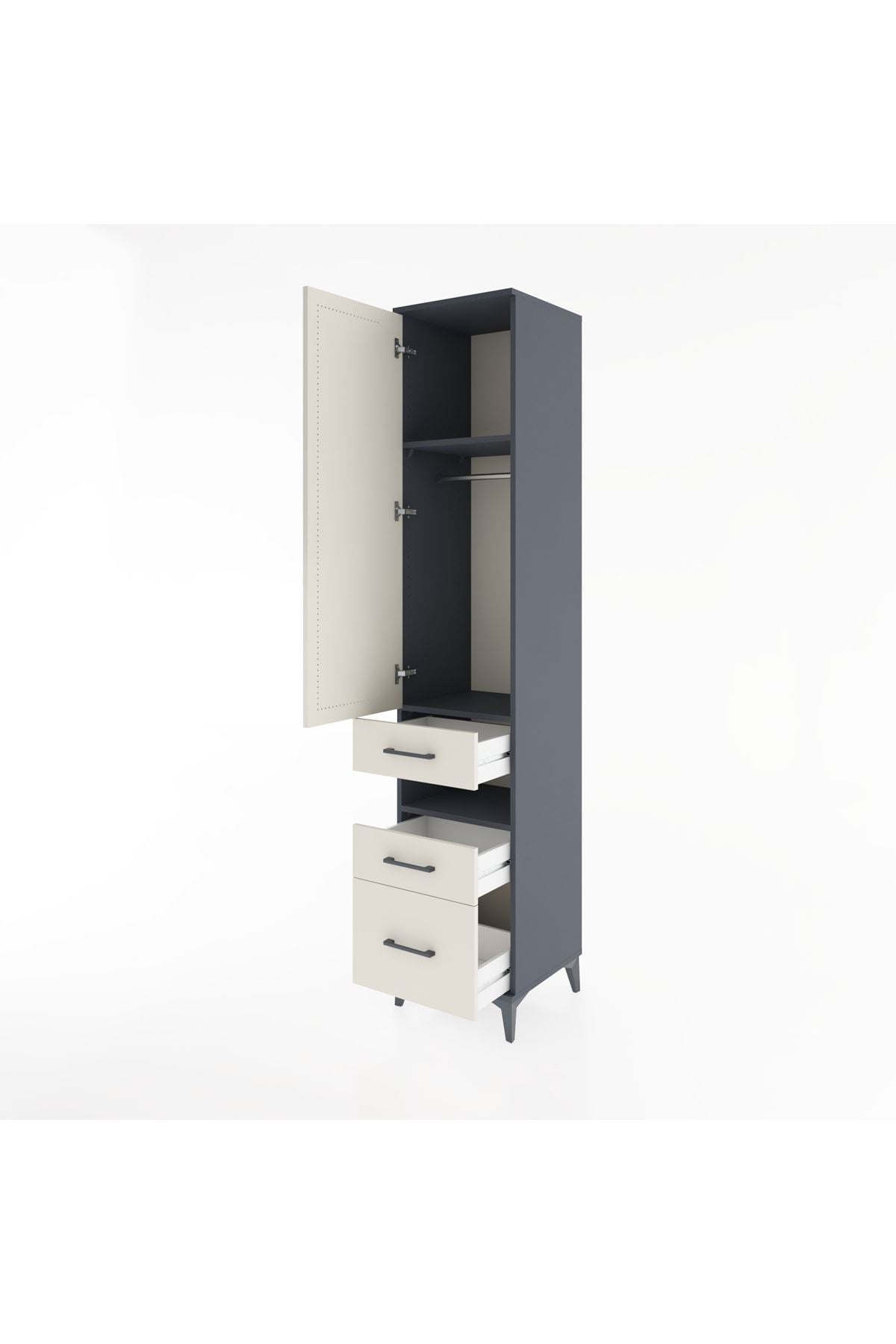 Hyperion Dolap 3 Raflı 3 Çekmeceli Tek Askılı 44x44x221 - S61M080V4B
