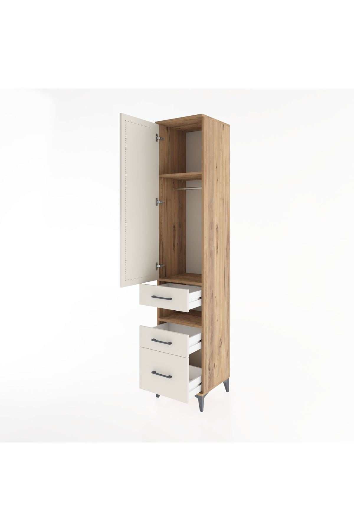 Hyperion Dolap 3 Raflı 3 Çekmeceli Tek Askılı 44x44x221 - S61M080V7B
