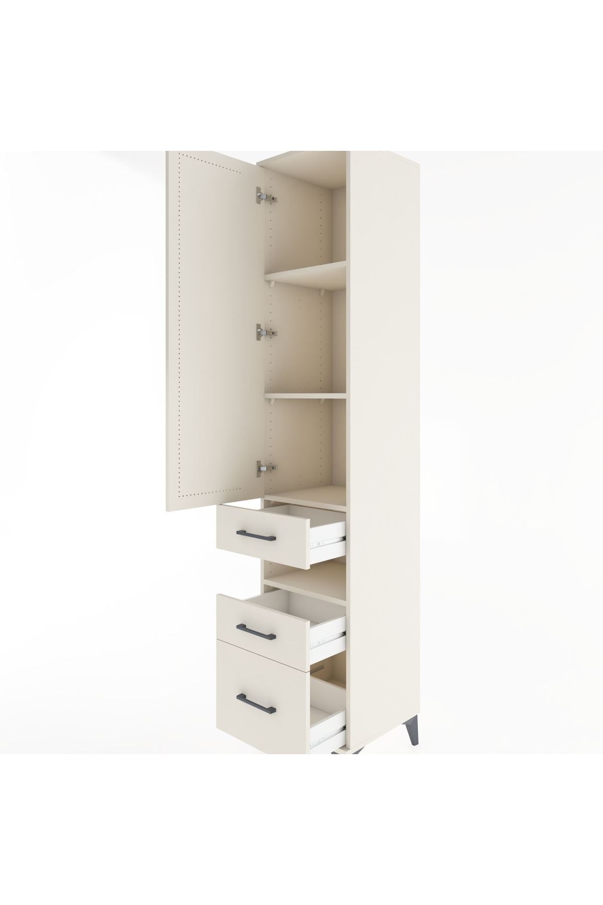 Hyperion Dolap 4 Raflı 3 Çekmeceli Tek Kapaklı 44x44x221 - S61M081V1B