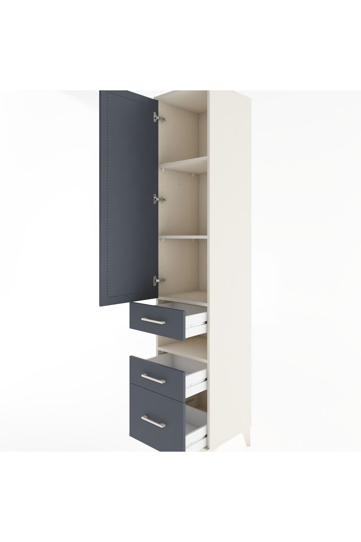 Hyperion Dolap 4 Raflı 3 Çekmeceli Tek Kapaklı 44x44x221 - S61M081V2B