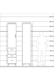 Hyperion Dolap 4 Raflı 3 Çekmeceli Tek Kapaklı 44x44x221 - S61M081V3B