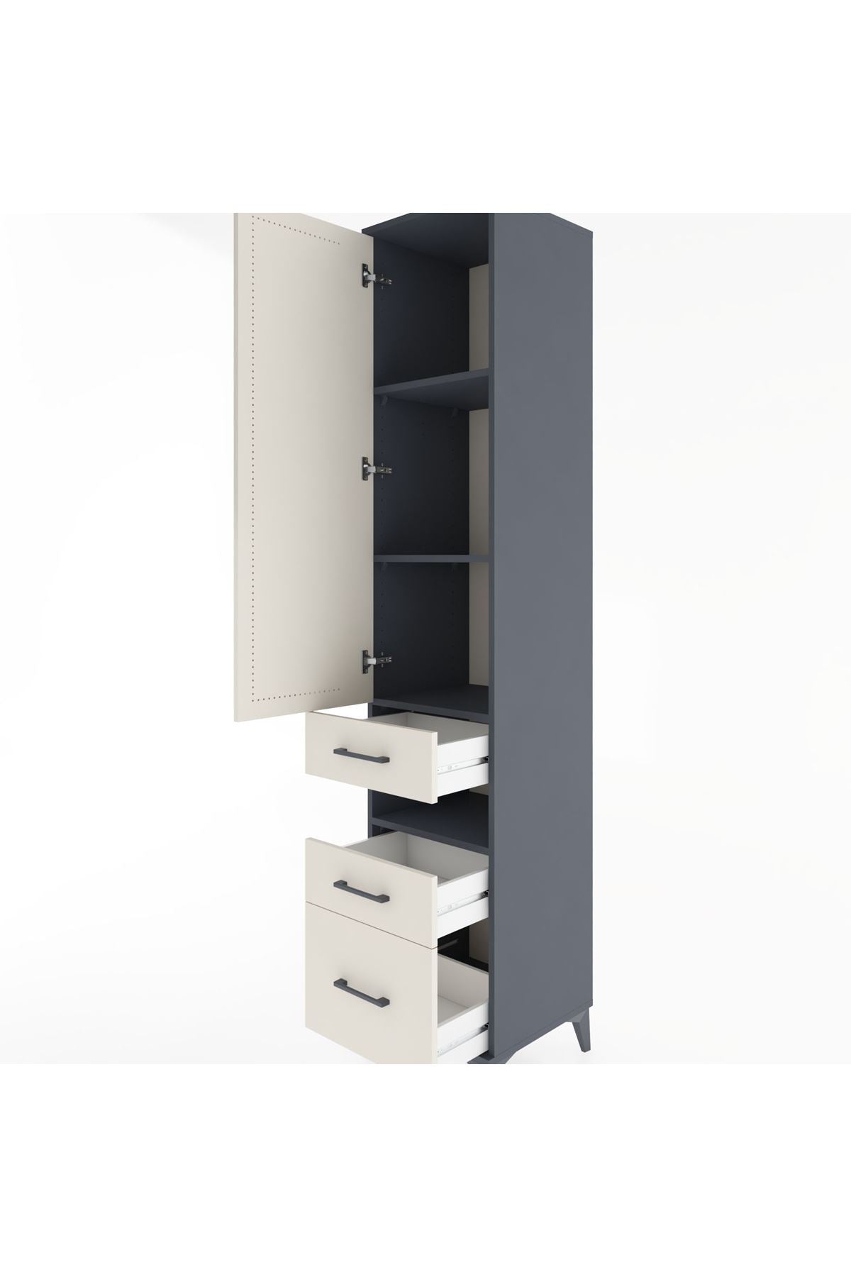 Hyperion Dolap 4 Raflı 3 Çekmeceli Tek Kapaklı 44x44x221 - S61M081V4B