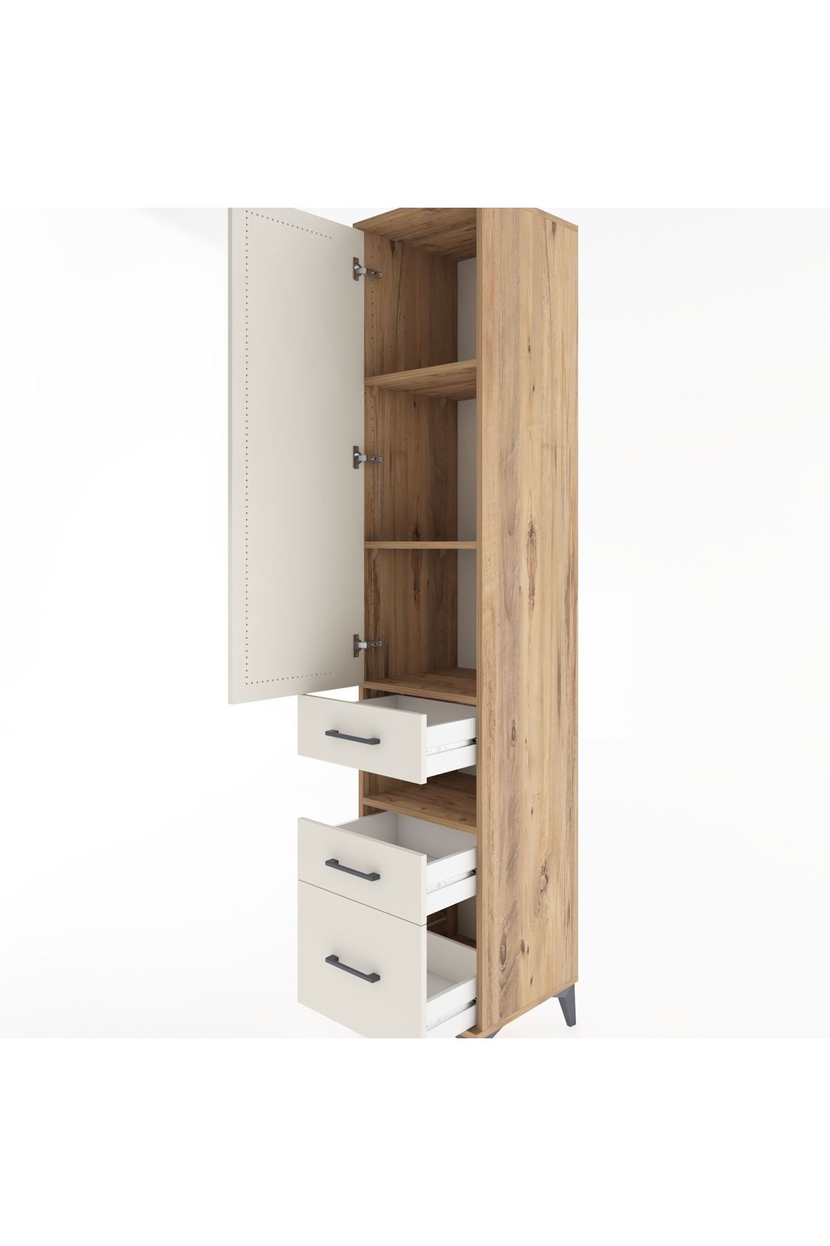 Hyperion Dolap 4 Raflı 3 Çekmeceli Tek Kapaklı 44x44x221 - S61M081V7B