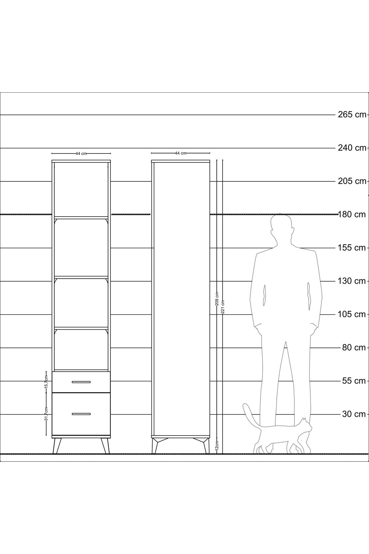 Hyperion Dolap 4 Raflı 2 Çekmeceli 44x44x221 - S61M098V5B