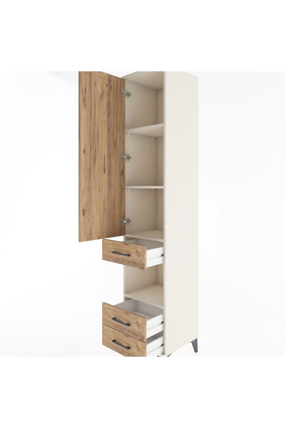 Hyperion Dolap 4 Raflı 3 Çekmeceli Tek Kapaklı 44x44x221 - S61M101V3B