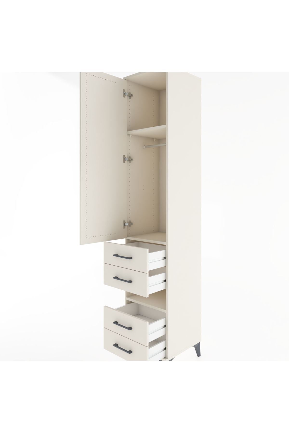 Hyperion Dolap 3 Raflı 4 Çekmeceli Tek Askılı 44x44x221 - S61M102V1B
