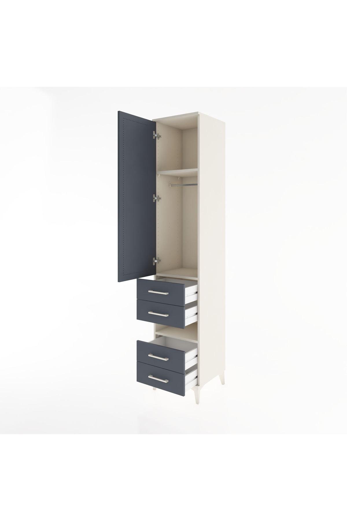 Hyperion Dolap 3 Raflı 4 Çekmeceli Tek Askılı 44x44x221 - S61M102V2B