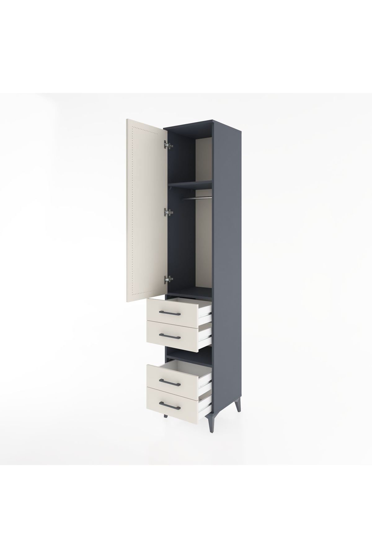 Hyperion Dolap 3 Raflı 4 Çekmeceli Tek Askılı 44x44x221 - S61M102V4B