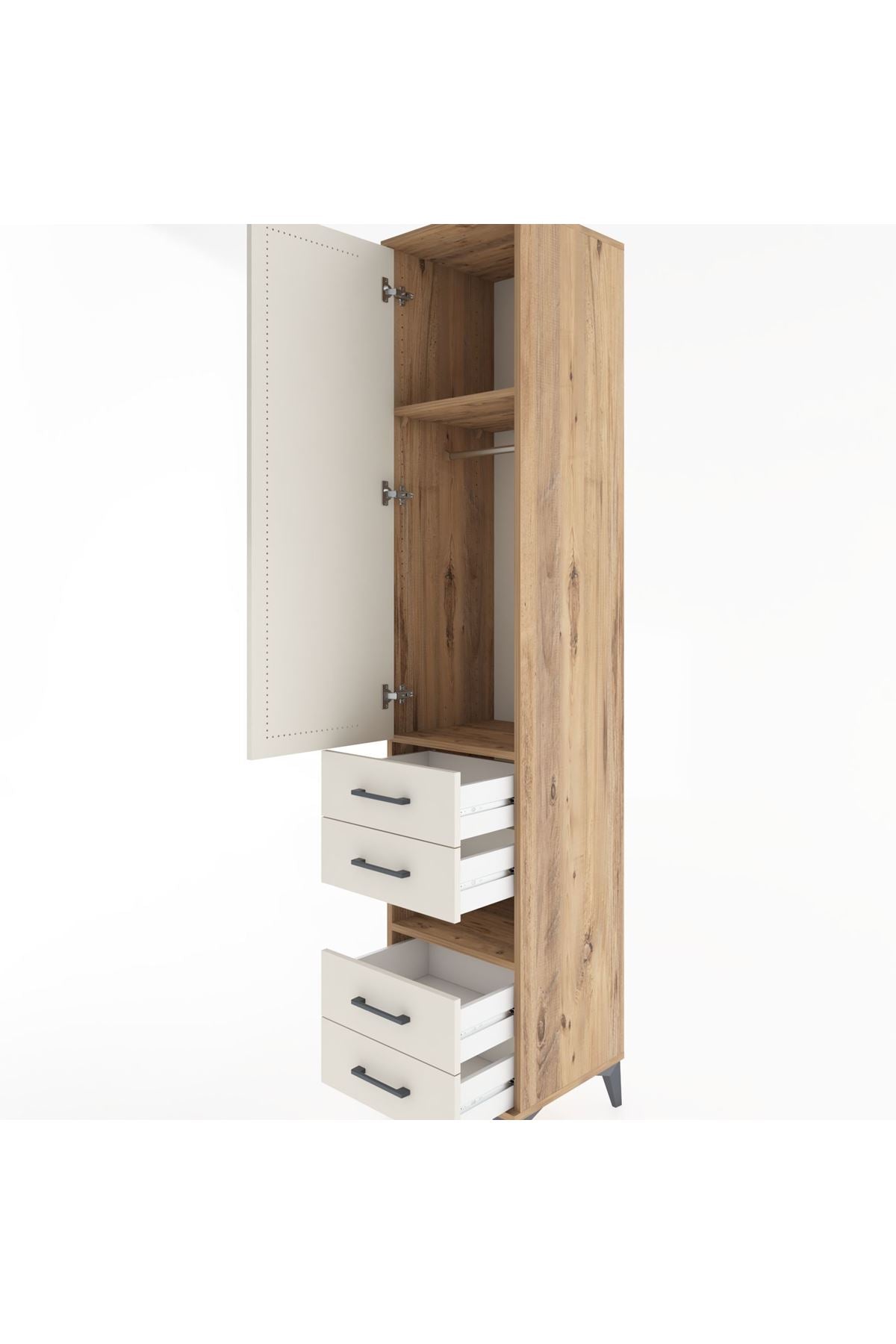 Hyperion Dolap 3 Raflı 4 Çekmeceli Tek Askılı 44x44x221 - S61M102V7B
