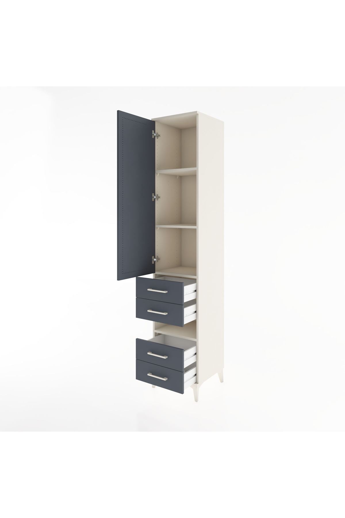 Hyperion Dolap 4 Raflı 4 Çekmeceli Tek Kapaklı 44x44x221 - S61M103V2B