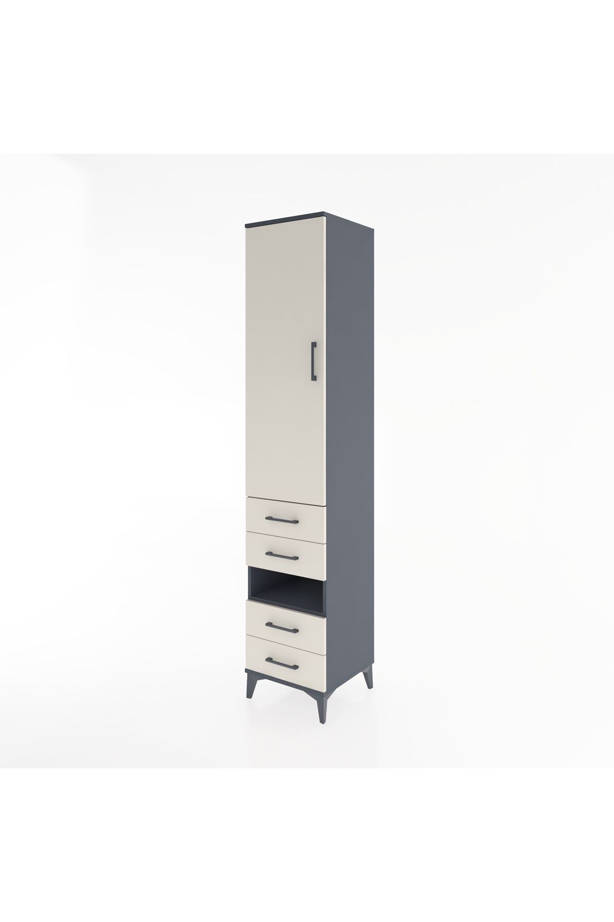 Hyperion Dolap 4 Raflı 4 Çekmeceli Tek Kapaklı 44x44x221 - S61M103V4B