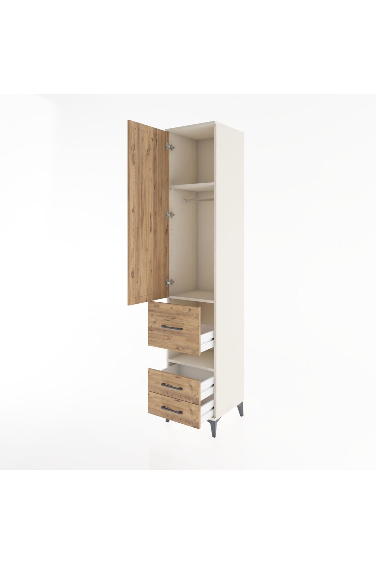 Hyperion Dolap 3 Raflı 3 Çekmeceli Tek Askılı 44x44x221 - S61M104V3B