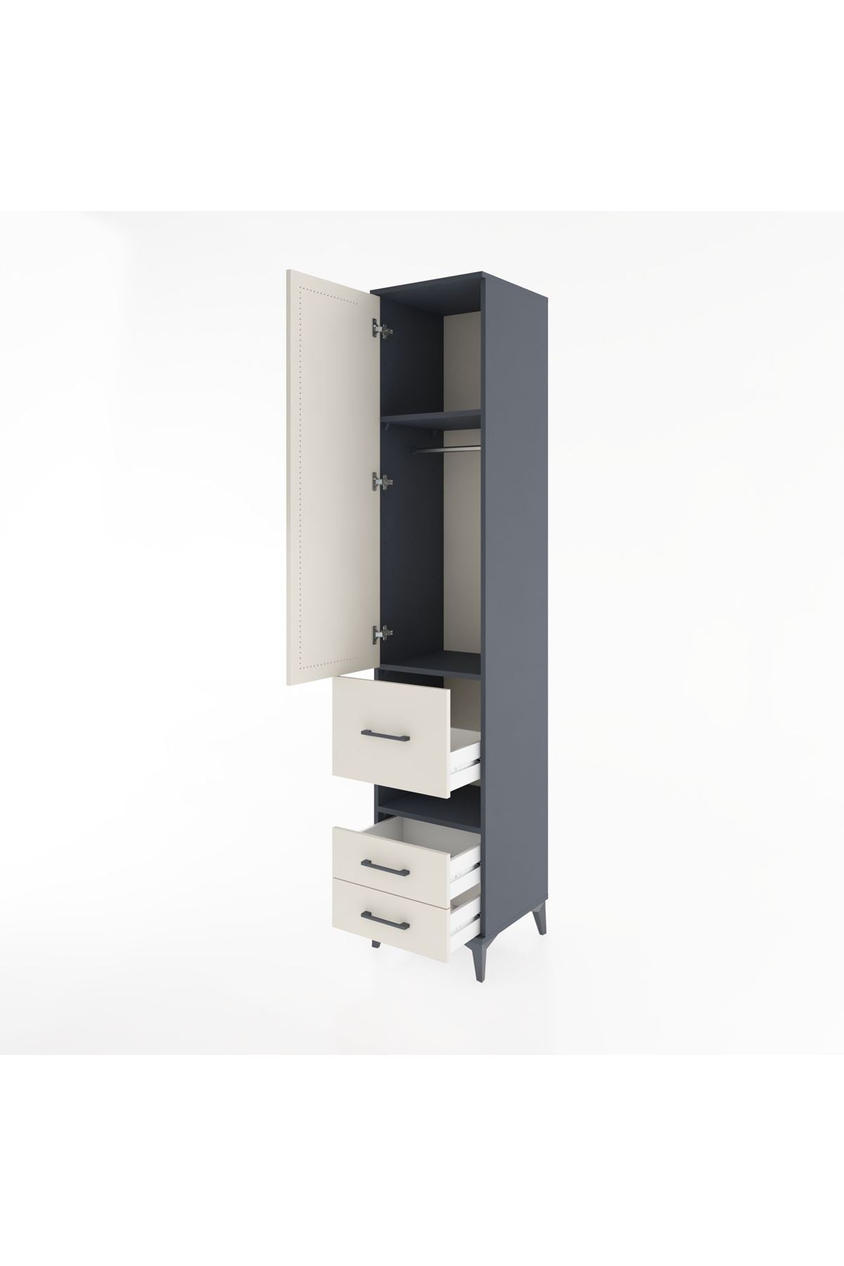 Hyperion Dolap 3 Raflı 3 Çekmeceli Tek Askılı 44x44x221 - S61M104V4B