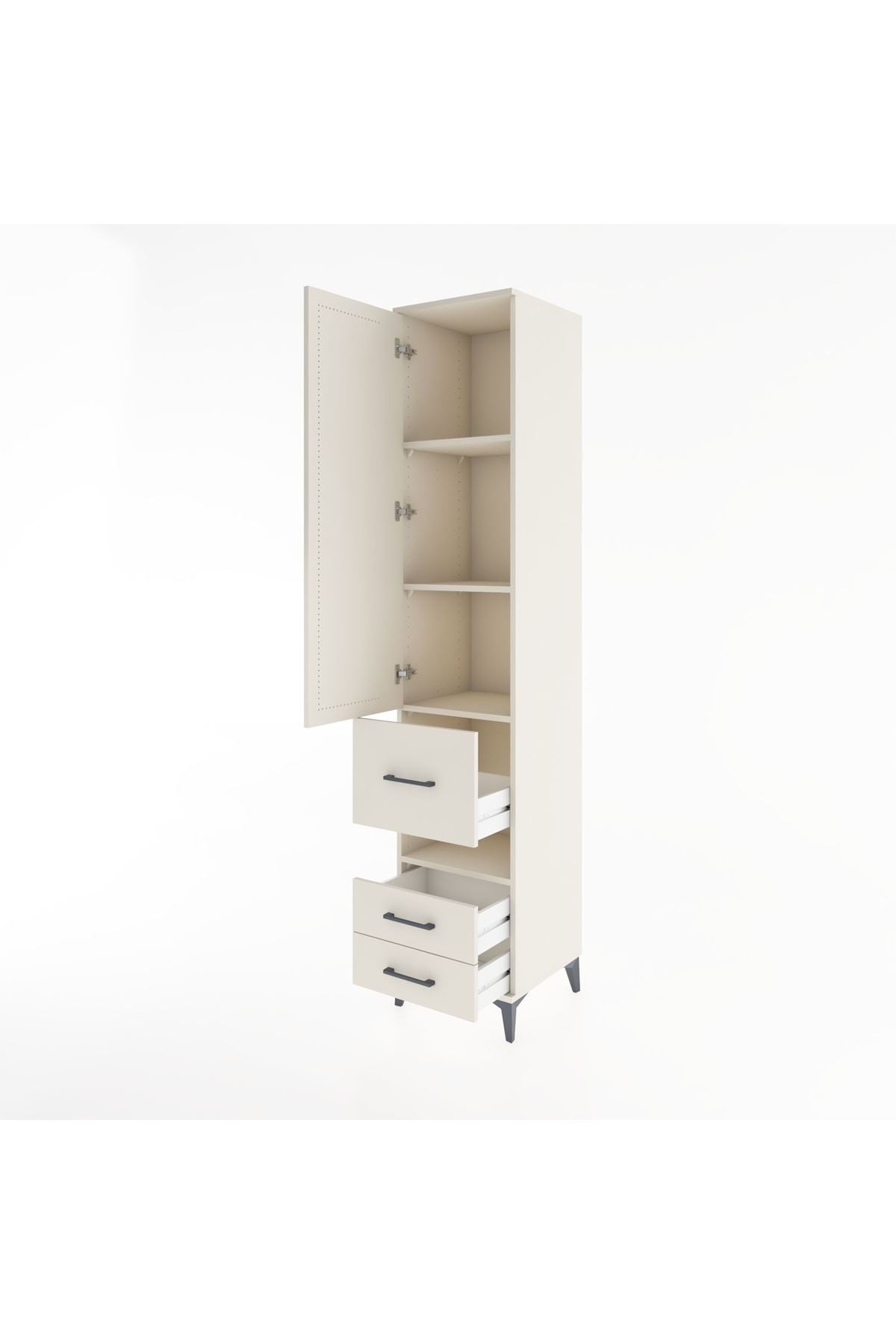 Hyperion Dolap 4 Raflı 3 Çekmeceli Tek Kapaklı 44x44x221 - S61M105V1B