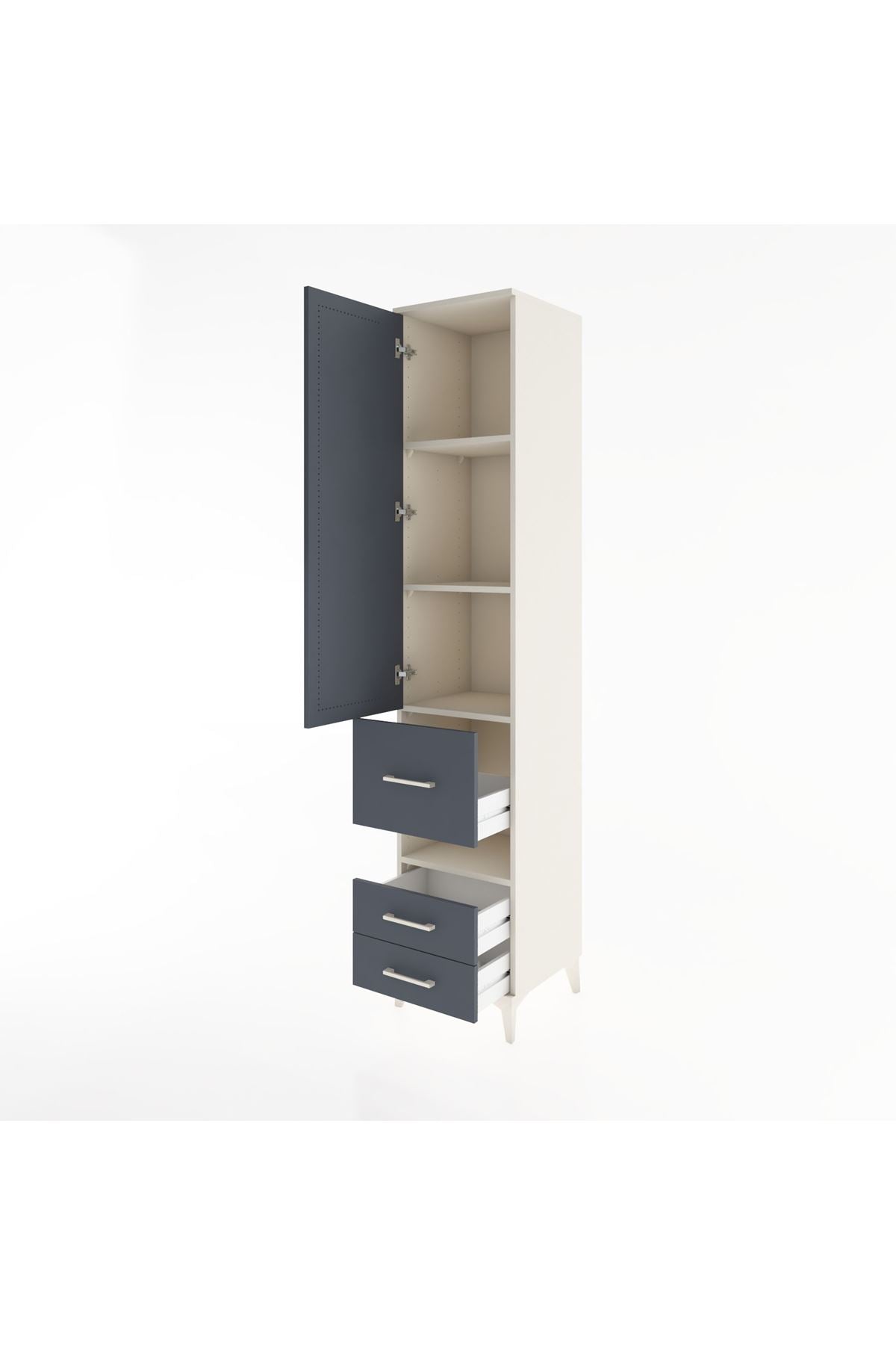 Hyperion Dolap 4 Raflı 3 Çekmeceli Tek Kapaklı 44x44x221 - S61M105V2B
