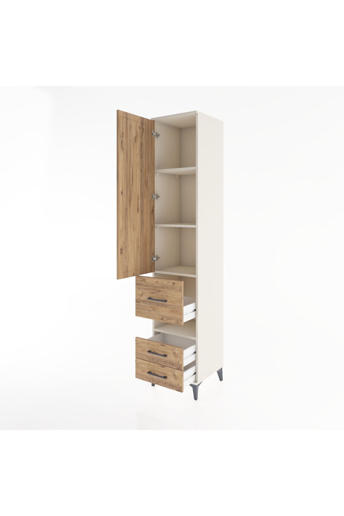 Hyperion Dolap 4 Raflı 3 Çekmeceli Tek Kapaklı 44x44x221 - S61M105V3B