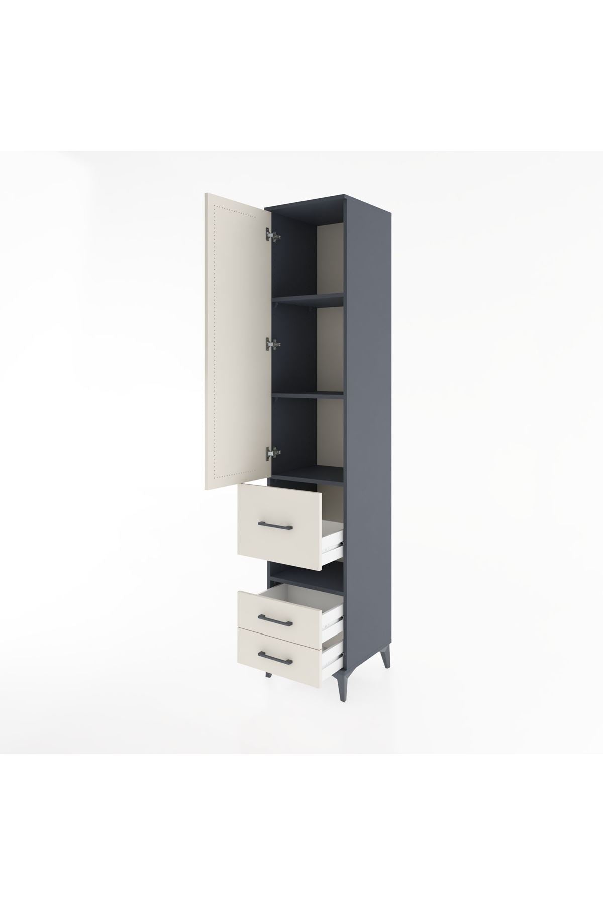 Hyperion Dolap 4 Raflı 3 Çekmeceli Tek Kapaklı 44x44x221 - S61M105V4B