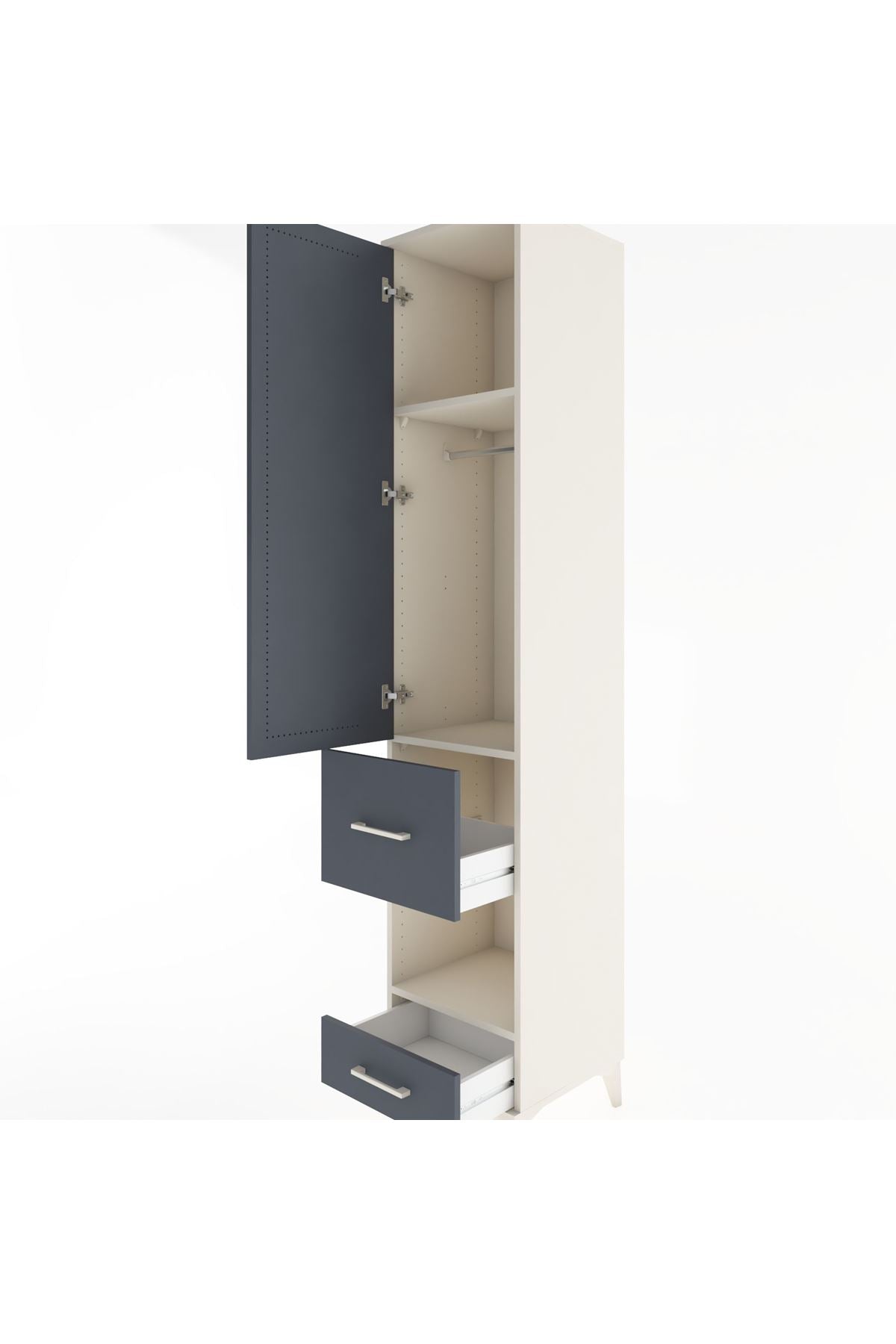 Hyperion Dolap 3 Raflı 2 Çekmeceli Tek Askılı 44x44x221 - S61M106V2B
