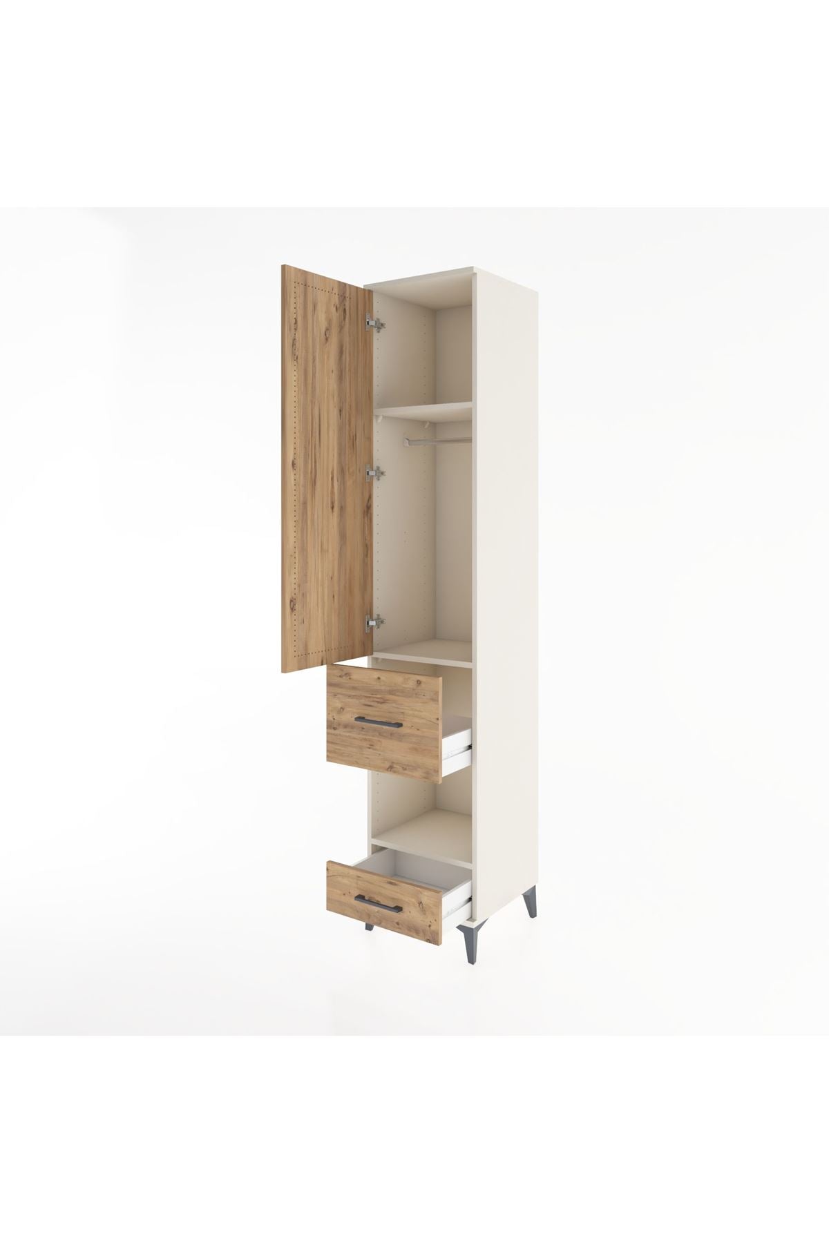 Hyperion Dolap 3 Raflı 2 Çekmeceli Tek Askılı 44x44x221 - S61M106V3B