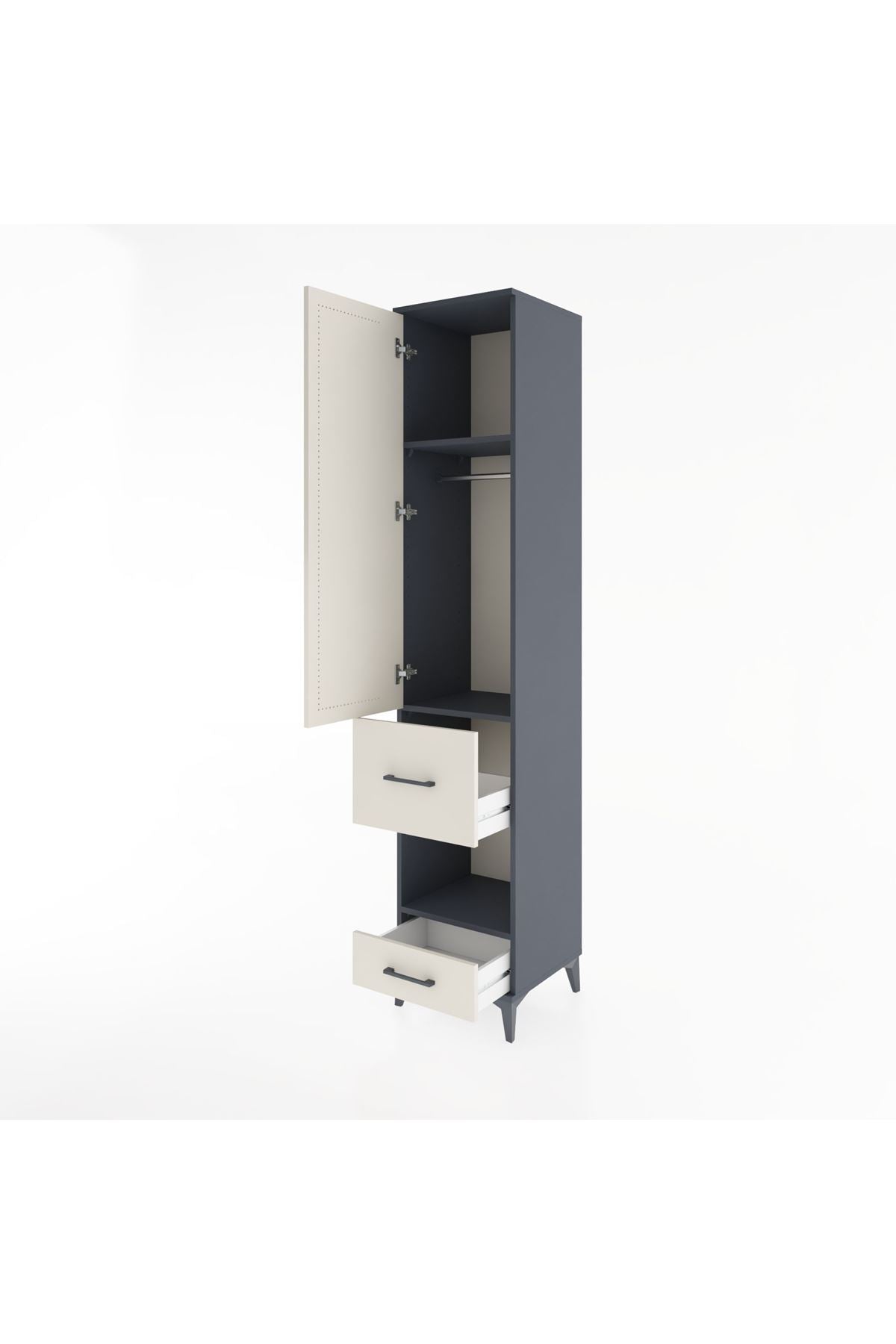 Hyperion Dolap 3 Raflı 2 Çekmeceli Tek Askılı 44x44x221 - S61M106V4B