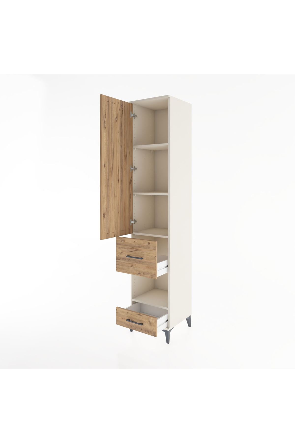 Hyperion Dolap 4 Raflı 2 Çekmeceli Tek Kapaklı 44x44x221 - S61M107V3B